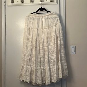 LoveShackFancy White Long Skirt